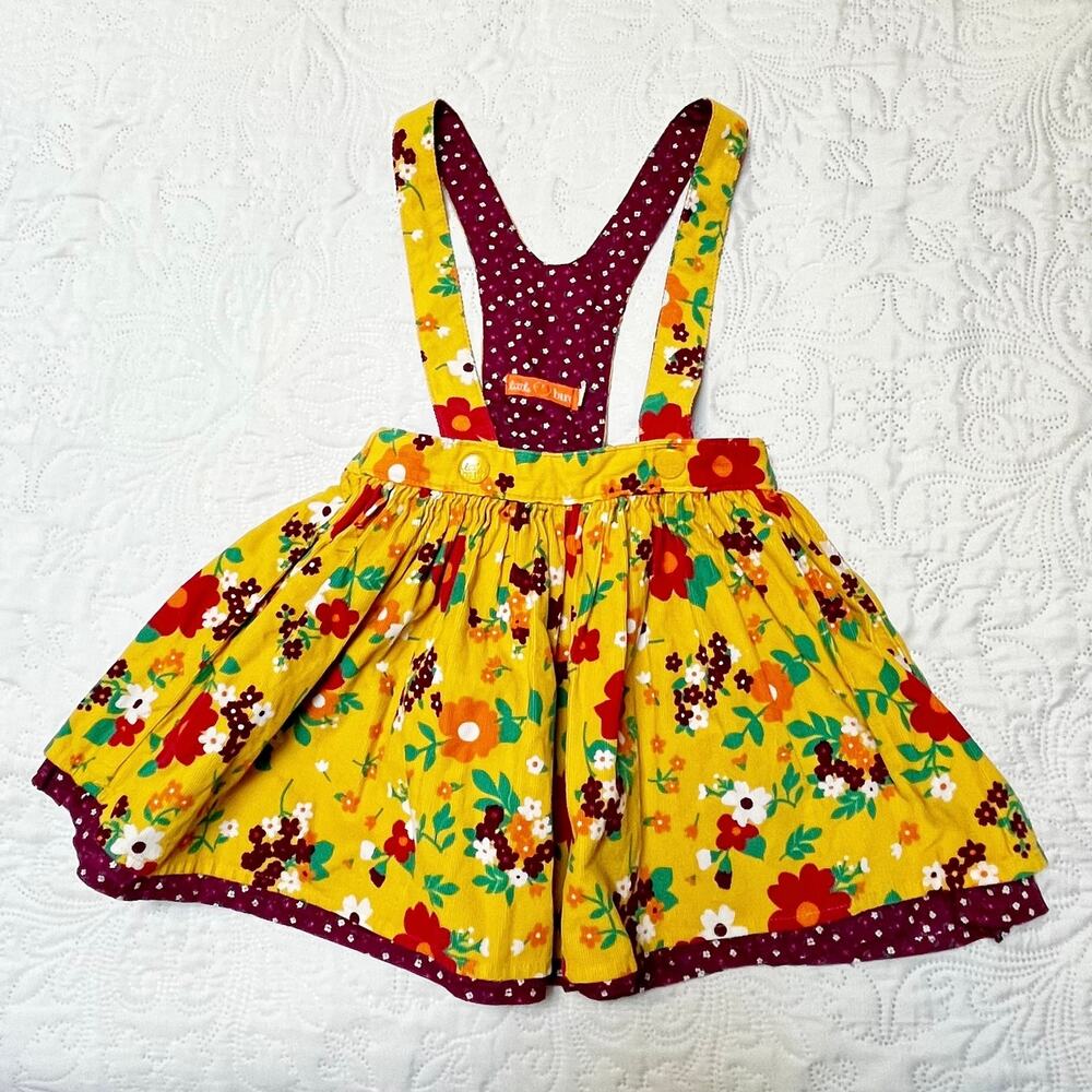 Little Bird Fall Floral Corduroy Suspender Skirt Size 2/3